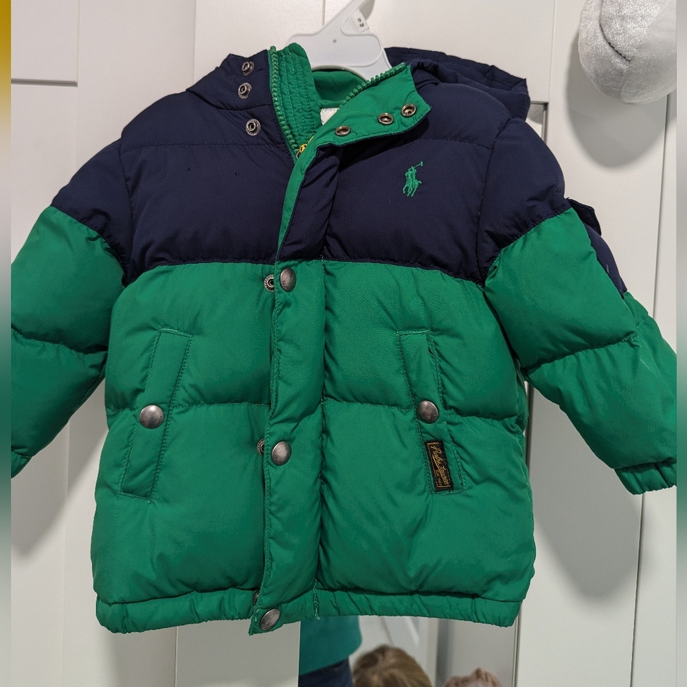 Polo Ralph Lauren winter down coat, size is for 18 months old.